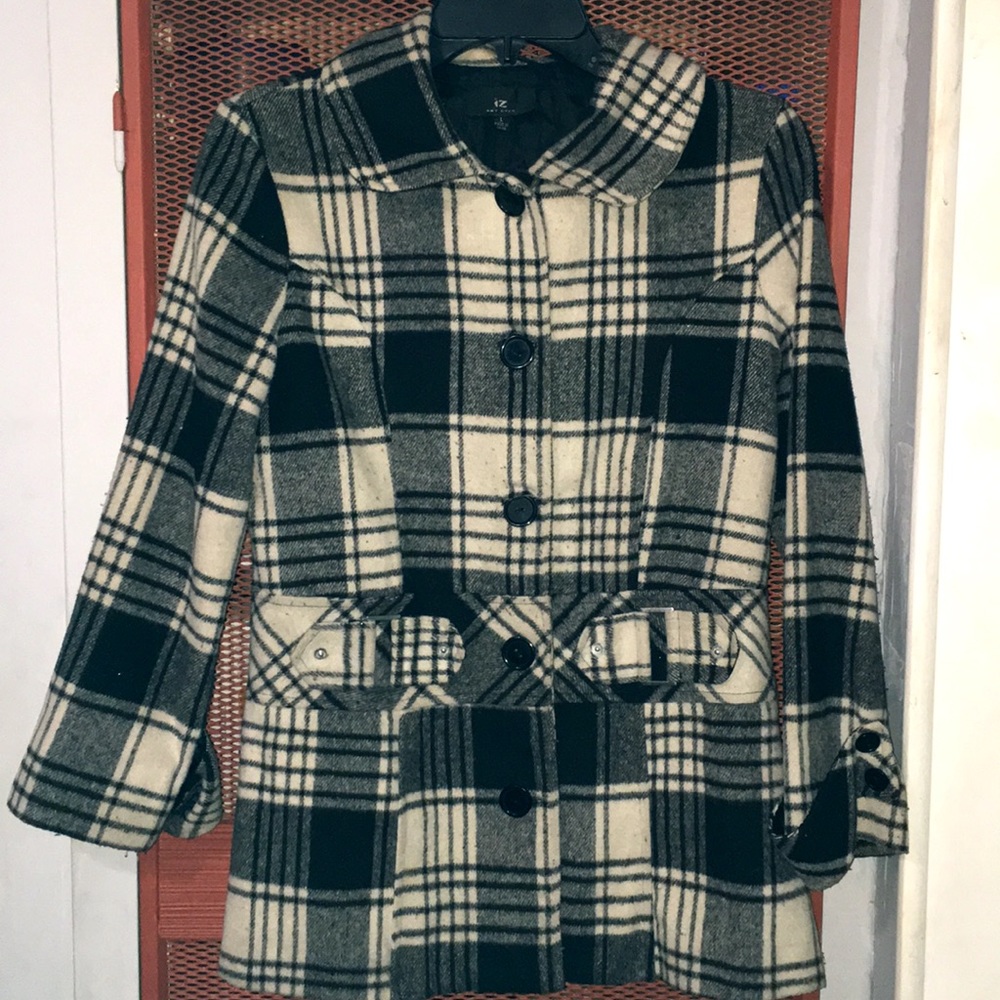 Plaid pea coat
